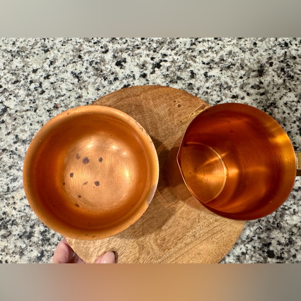 Vintage‎ Copper & Brass Creamer and Bowl Set - Picture 3 of 5